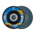 Pferd 4-1/2" x 7/8" A.H. POLIFAN® Flap Disc - Z PSF EXTRA STEELOX, Zirconia, 120 Grit, Flat 60462